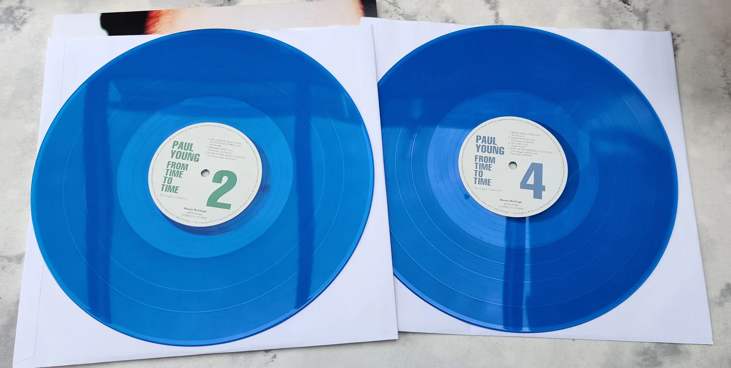 Paul Young / From Time to Time: The Singles Collection 2LP blue vinyl SIGNED by Paul Young - Image 3