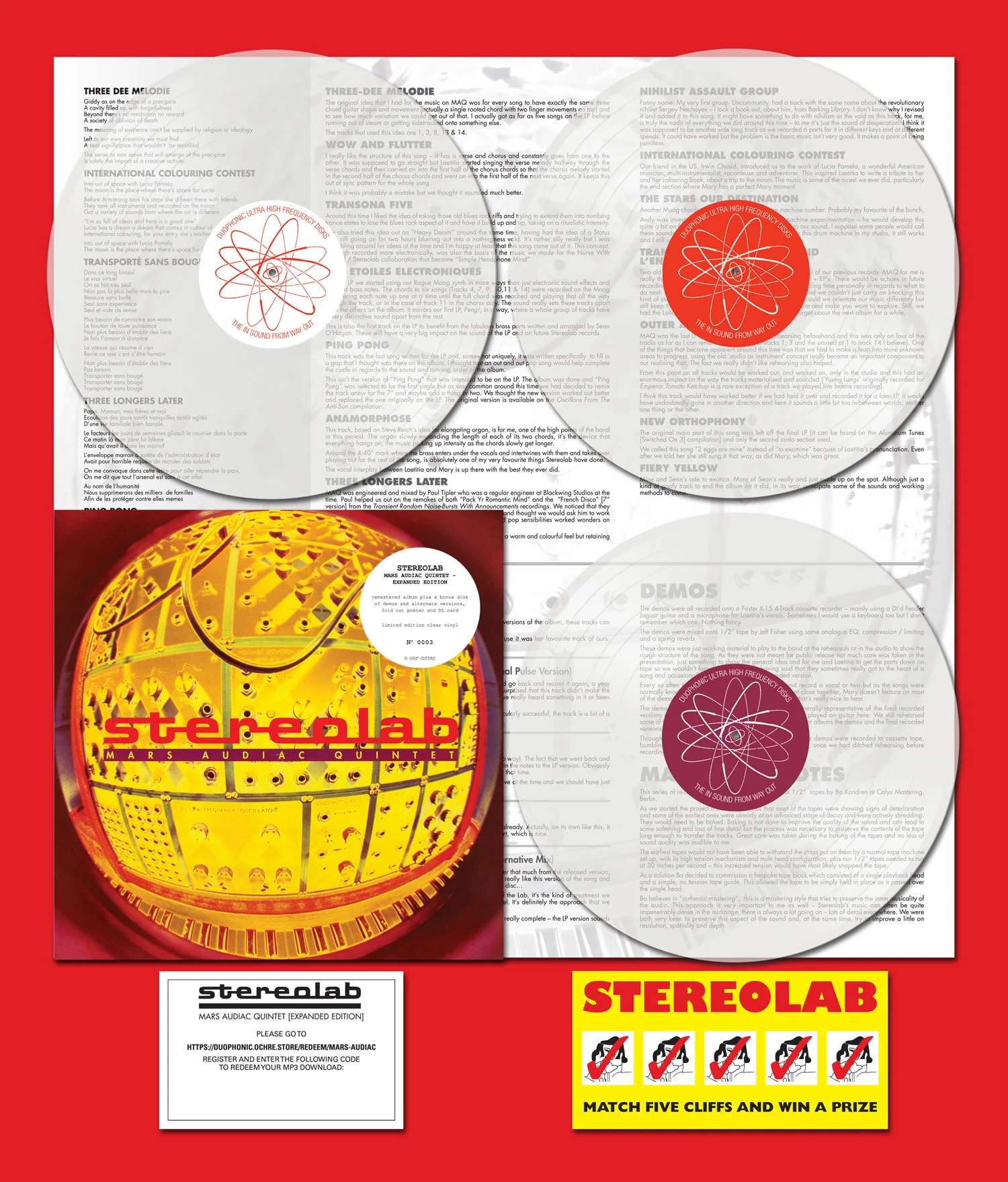 Stereolab / Mars Audiac Quintet / 3LP 'indies-only' CLEAR vinyl - Image 2